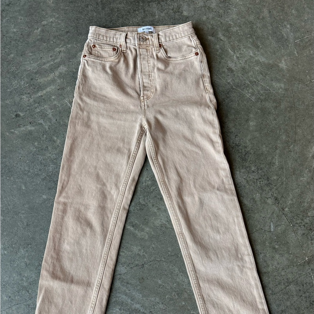 Re/done Stove Pipe Tan/Beige Jeans
